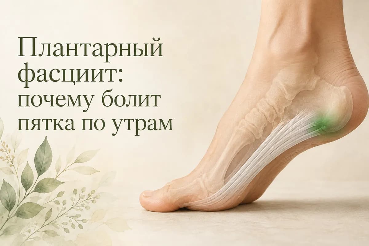 Обложка статьи «Плантарный фасциит: почему болит пятка по утрам»