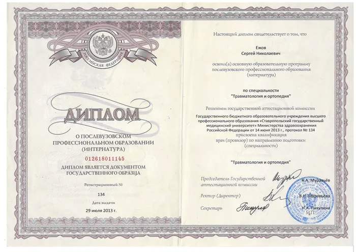 Диплом — интернатура